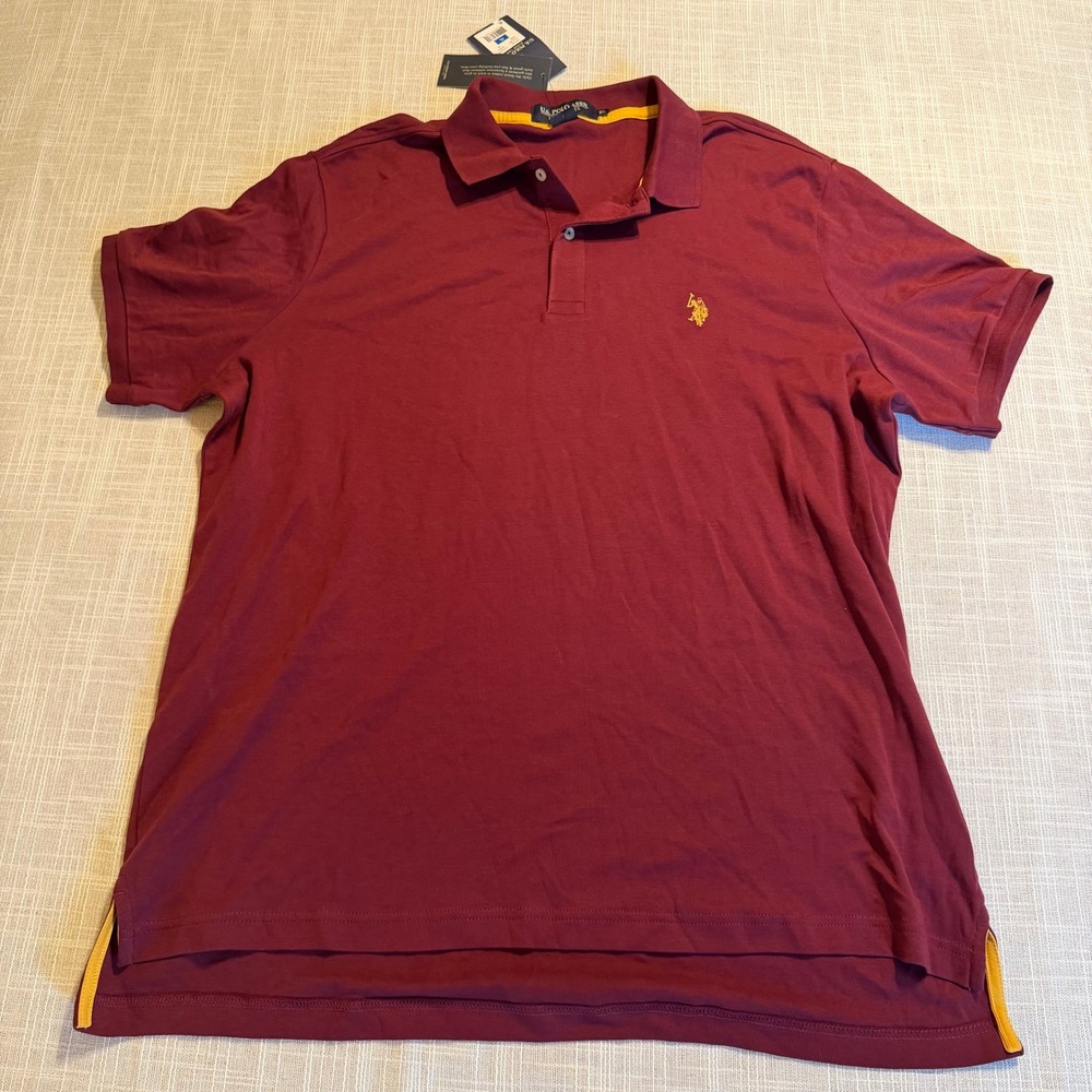 US Polo Assn Mens Luxury Feel Short Sleeve Polo Shirt Burgundy XL 11394590 SGBG